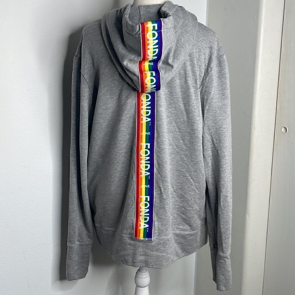 Jane Fonda live intentionally hooded sweatshirt.  Size 1X. Rainbow. Full Zip.